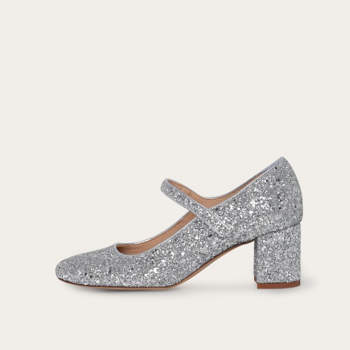 Dora High Heels, silver glitter